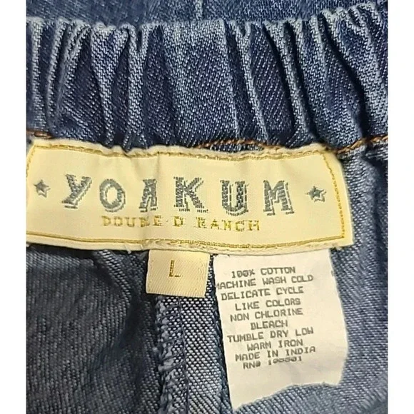 Double D Ranch Yoakum Denim Capri Jeans Women's Large Blue Embroidered Pull On - Picture 6 of 6